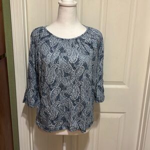 Michael Michael Kors Women’s Top Blouse 3/4 Sleeve Blue Design Size Small